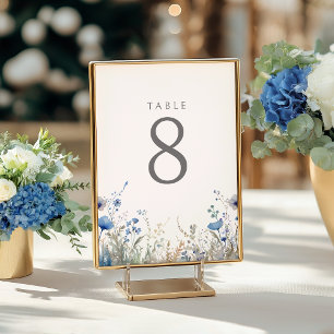 Blue Baby In Bloom Floral Wildflower Baby Shower Table Number