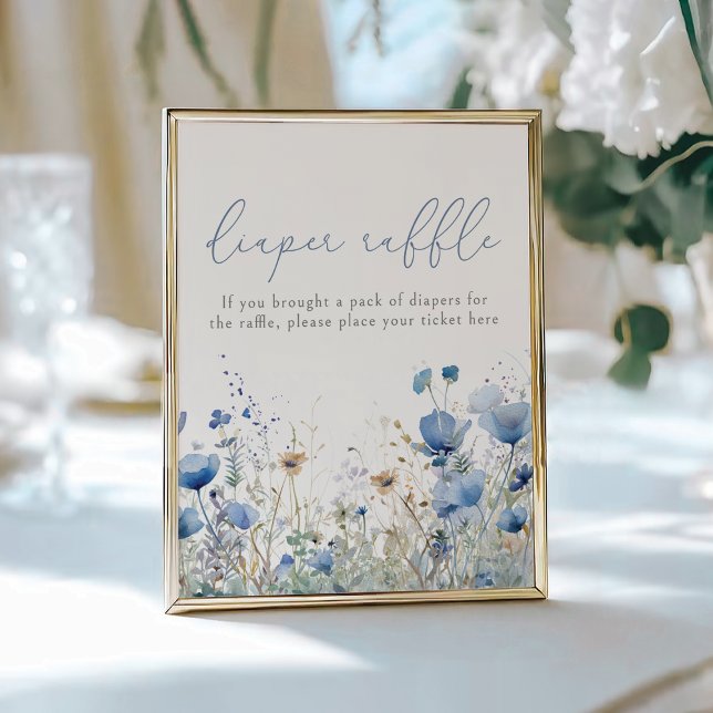 Blue Baby In Bloom Floral Wildflower Diaper Raffle Poster (Creator Uploaded)