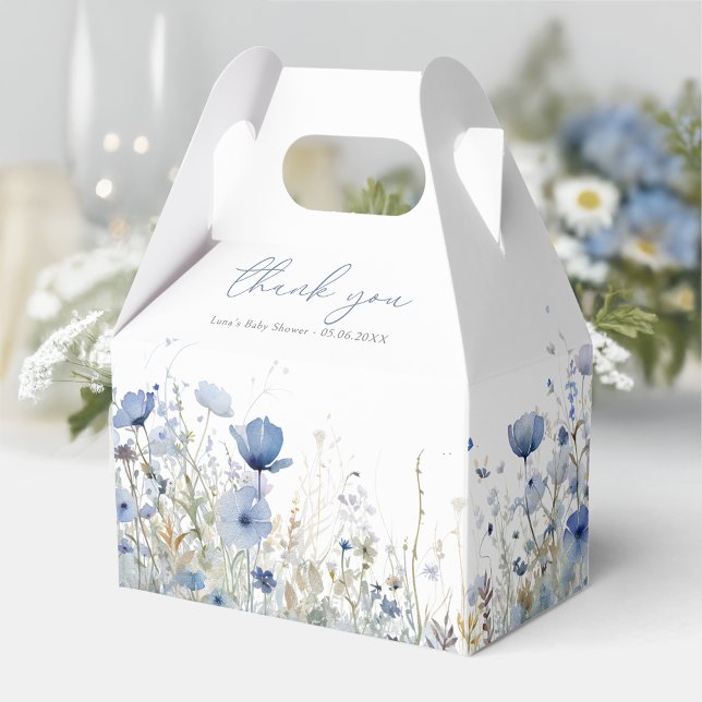 Blue Baby In Bloom Wildflower Baby Shower Gable Favor Box (Creator Uploaded)