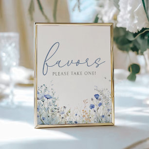 Blue Baby In Bloom Wildflower Shower Favour Sign