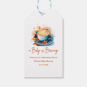 Blue Baby is Brewing Coffee Baby Shower Thank You Gift Tags