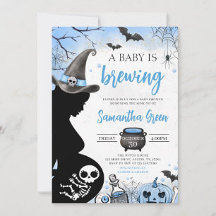 Blue Baby is Brewing Halloween Baby Shower Invitation