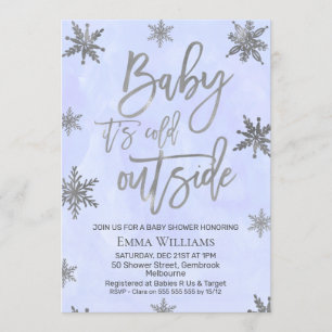Blue baby it's cold outside Baby Shower Invitation