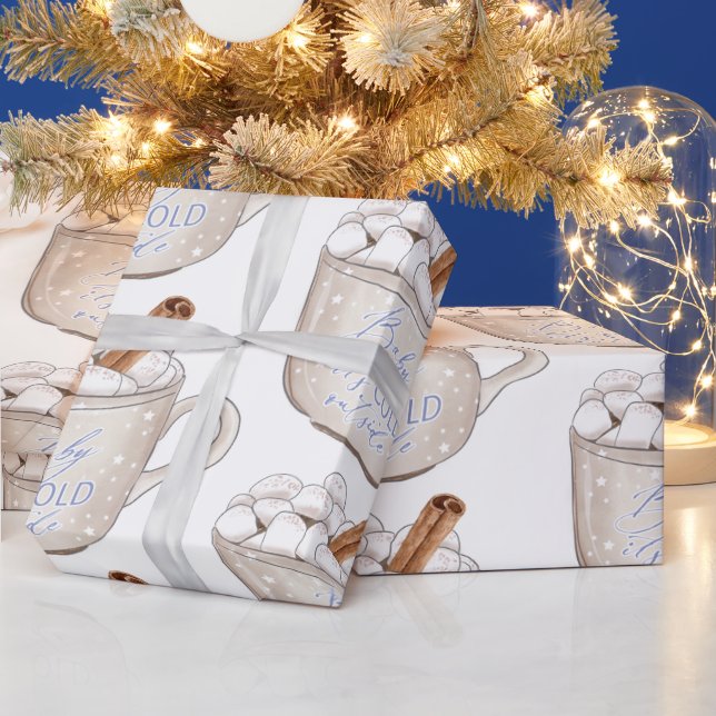 Blue Baby It's Cold Outside Hot Chocolate  Wrapping Paper (Holidays)