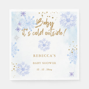 Blue Baby its Cold Outside Winter Baby Shower Napkin