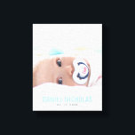Blue Baby Name Photo Canvas Print<br><div class="desc">Simple and chic full bleed photo design. Personalize it with your baby's birth date, name, or any text of your choice for a beautiful and unique piece of wall art.</div>