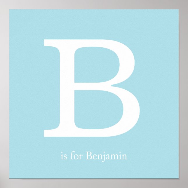 Blue Baby Nursery Monogram Poster (Front)
