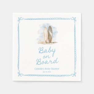 Blue Baby on Board Beach Baby Shower Napkin