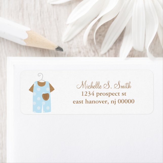 Blue Baby Outfit Address Labels (Insitu)