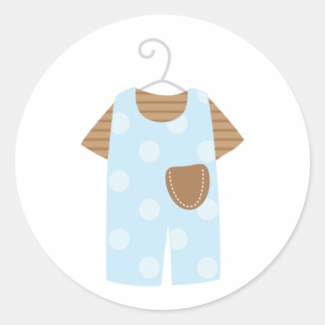 Blue Baby Outfit Baby Shower Stickers (Front)