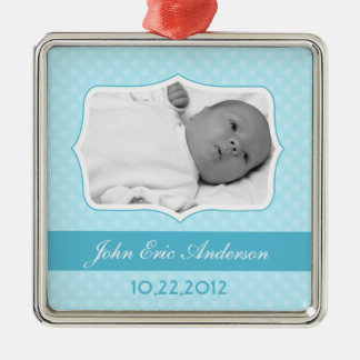 Blue Baby Photo Keepsake Metal Ornament