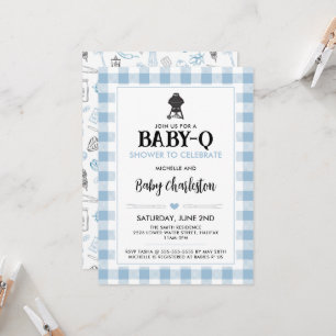 Blue Baby-Q Baby Shower Invitation   BBQ Party
