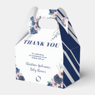 Blue Baby-Q Floral Rose Pastel BBQ Baby Shower Favor Box