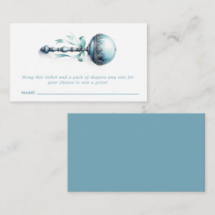 Blue Baby Rattle Boy Diaper Raffle Ticket Card