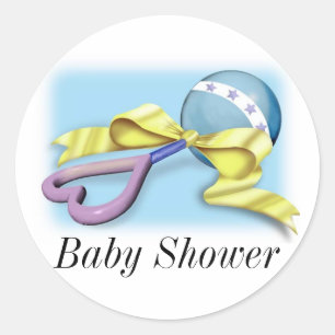 Blue Baby Rattle It's A Boy Classic Round Sticker
