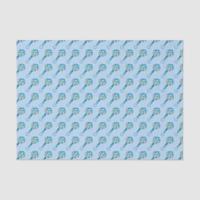Blue Baby Rattle Pattern Tissue Paper (Front)