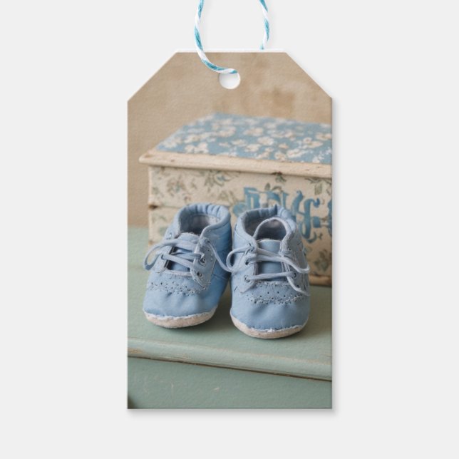 Blue Baby Shoes Gift Tags (Front)