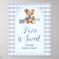 Blue Baby Shoes Gingham Baby Shower Love is Sweet