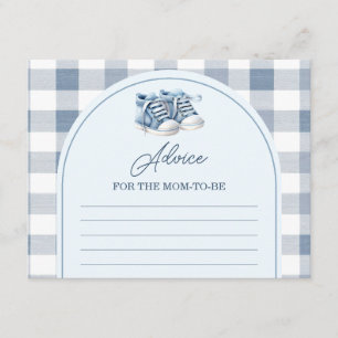 Blue Baby Shoes Gingham Booties Advice For Mommy Enclosure Card