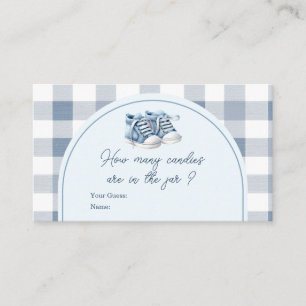 Blue Baby Shoes Gingham Booties How Many Candies Enclosure Card