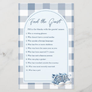 Blue Baby Shoes Gingham Find The Guest Game