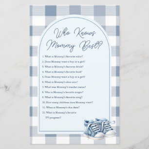 Blue Baby Shoes Gingham Who Knows Mommy Best Game