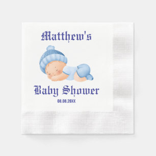 Blue Baby Shower, Baby Boy Shower Napkin