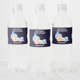 Blue Baby Shower, Baby Boy Shower Water Bottle Label