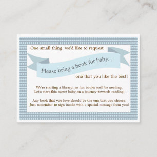 Blue Baby Shower Book Insert Request Card