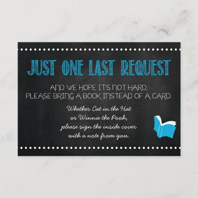Blue Baby Shower Book Request Card (Front)