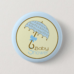 Blue Baby Shower Button - Umbrella