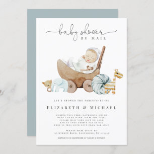  Blue Baby Shower By Mail Boy Boho Social Distance Invitation