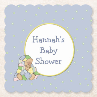 Blue Baby Shower Custom Paper Coasters