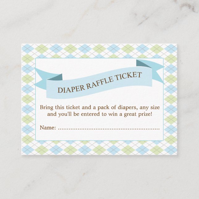 Blue Baby Shower Diaper Raffle Ticket Insert (Front)