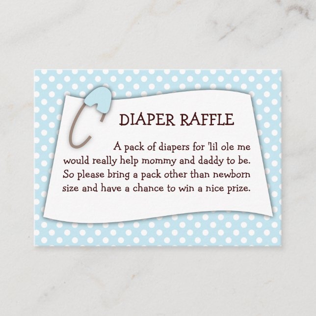 Blue Baby Shower Diaper Raffle Ticket Insert (Front)