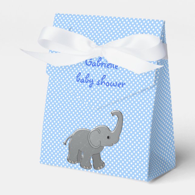 blue baby shower elephant favor box (Front Side)