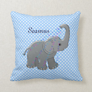 blue baby shower elephant throw pillow