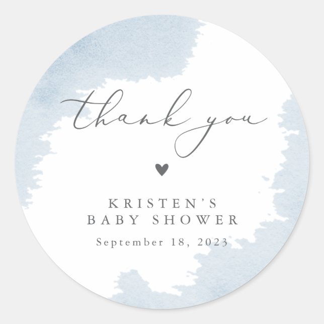 Blue Baby Shower Favour Thank You Labels (Front)
