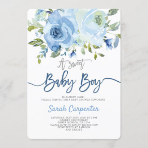 Blue baby shower invitation