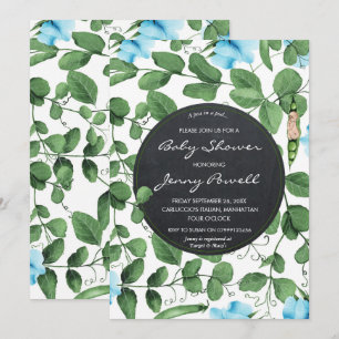 blue baby shower invitation boy pea in a pod