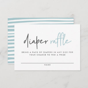 Blue baby shower modern typography diaper raffle enclosure card