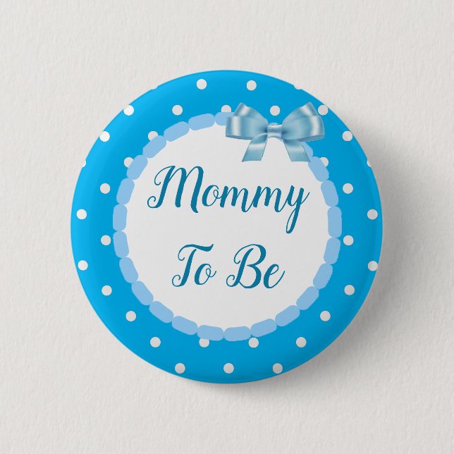 Blue Baby Shower Mom To Be 2 Inch Round Button (Front)