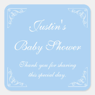 Blue baby shower party favour stickers or seals