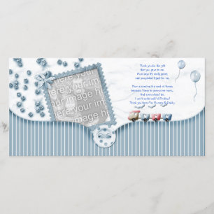 Blue Baby shower Thank You Photo Card from baby