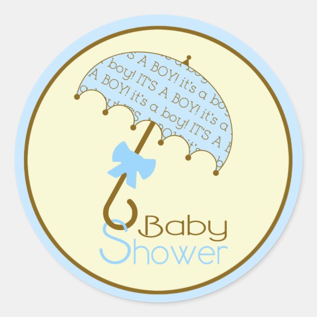 Blue Baby Shower Umbrella Sticker (Front)