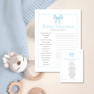 Blue Baby Shower Word Scramble Answer Sheet-Print Letterhead