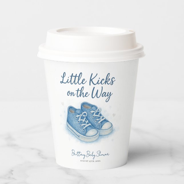 Blue Baby Sneakers Baby Shower  Paper Cups (Front)