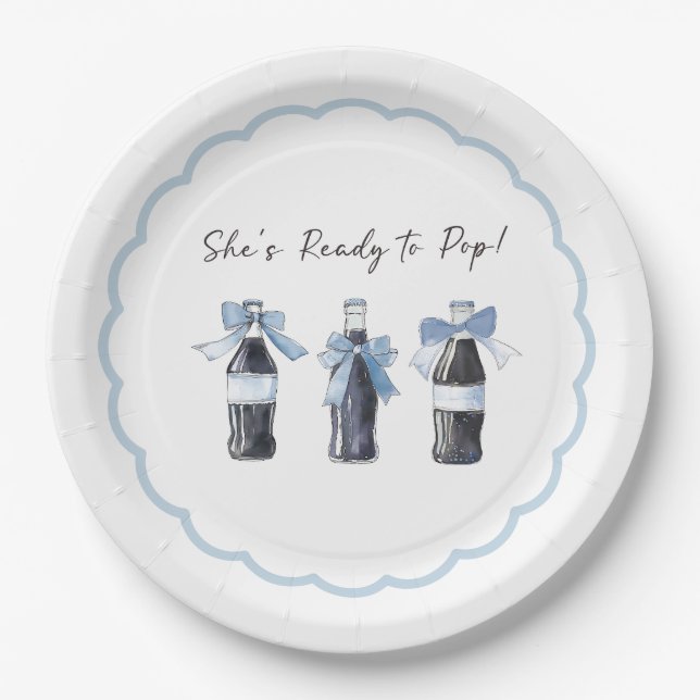 Blue Baby Soda Ready to POP! Paper Plate (Front)