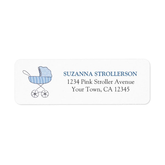 Blue Baby Stroller Adresse de retour Label (Devant)