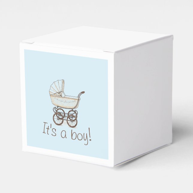 Blue baby stroller favour box (Front Side)